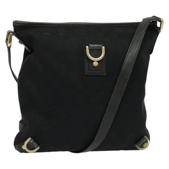 GUCCI GG Canvas Abbey Shoulder Bag Black Gold 131326 Auth 131688 - Picture 1 of 16